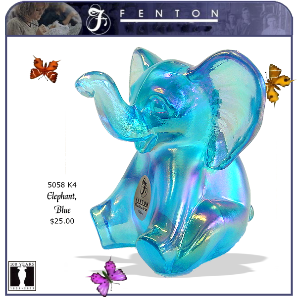 5058 K4 Fenton Blue Elephant