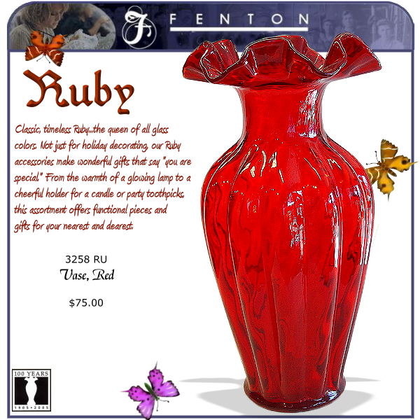 3258 RU Fenton Red Vase