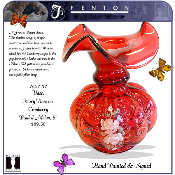 7617 N7 Fenton Ivory Rose Vase