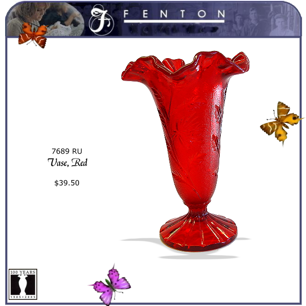 7689 RU Fenton Red Vase