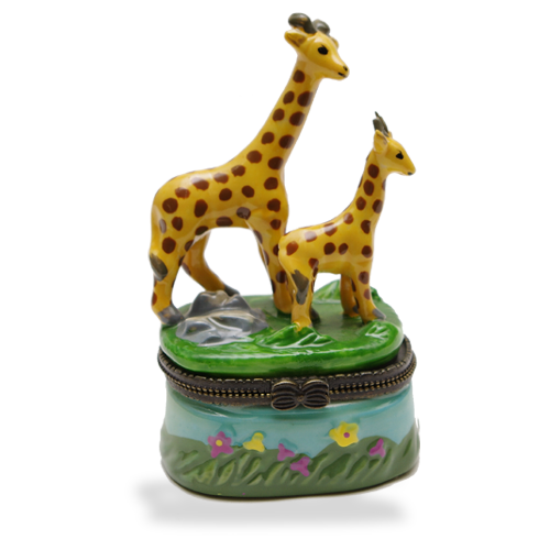 Mini Hinged Porcelain Box - Giraffe