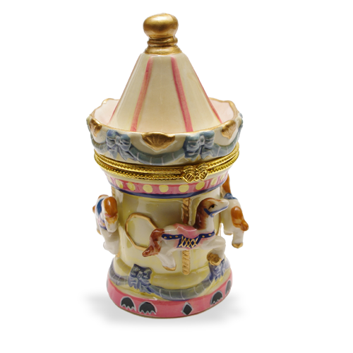Mini Hinged Porcelain Box - Merry-Go-Round