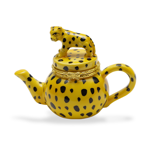 Mini Hinged Porcelain Box - Leopard Teapot