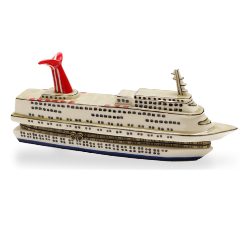 Mini Hinged Porcelain Box - Cruise Ship