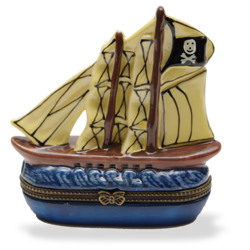 Mini Hinged Porcelain Box - Pirate Ship