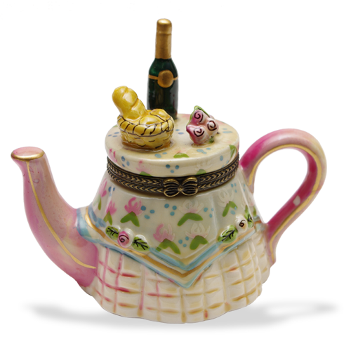 Mini Hinged Porcelain Box - Teapot