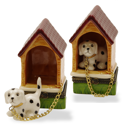 Mini Hinged Porcelain Box - Dog House