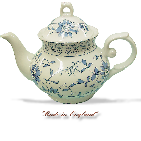 Ceramic, Blue Florial, Teapot,  6 Cup